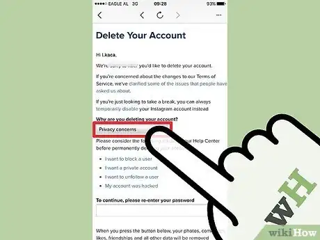 Obrázek nazván Delete an Instagram Account Step 10